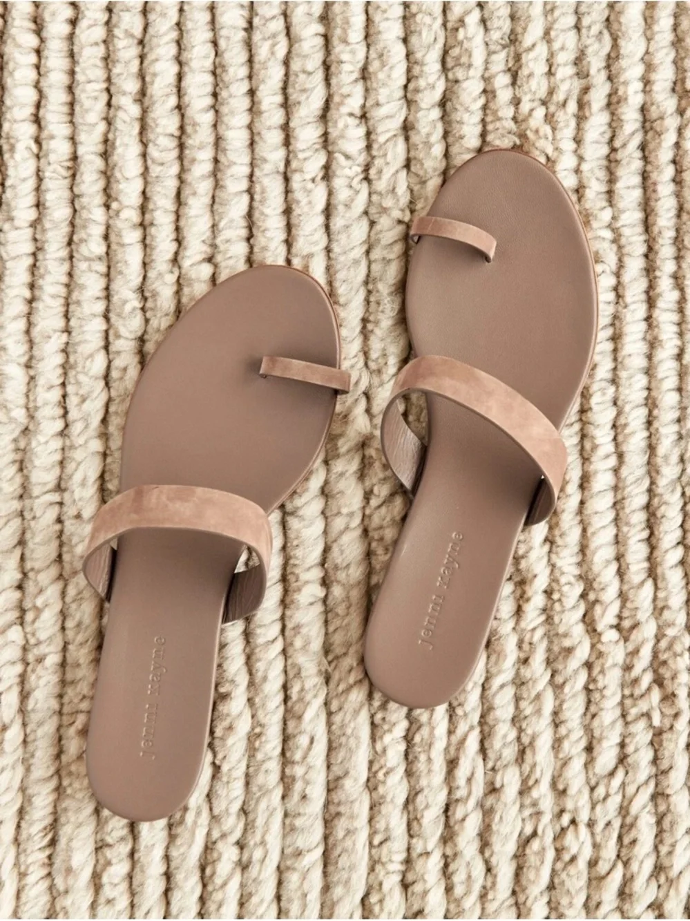 Jenni Kayne Classic Toe-Loop Slide Sandals in Taupe sz 41 - Picture 1 of 4